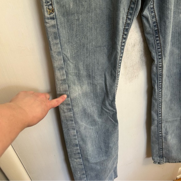 Ariat M7 Rocker Straight Leg Jeans Mens 32X34 Blue Faded Western Slim Fit Grunge - Picture 13 of 16